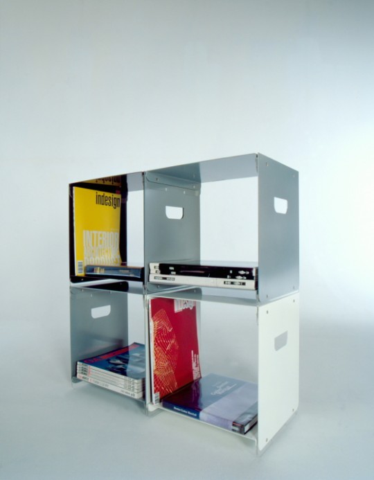 'Modular, interchangeable, flatpak powder coated steel boxes- 'SAM STACK' for private dwelling by DAHDAH - Image by samkaranikos.com.au