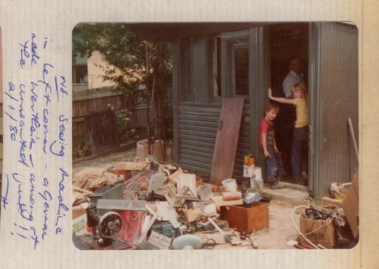 Dean, his Sister and their Dad reorganizing the shed – the source for every idea. Why invent when you can innovate? - Jan 1980