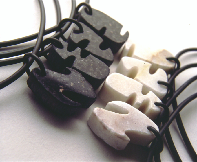 'Tribal Stone pendants' - Waterjet formed - 1997 in limited release - Adorn Jewelry for dahdah - Image Sam Karanikos